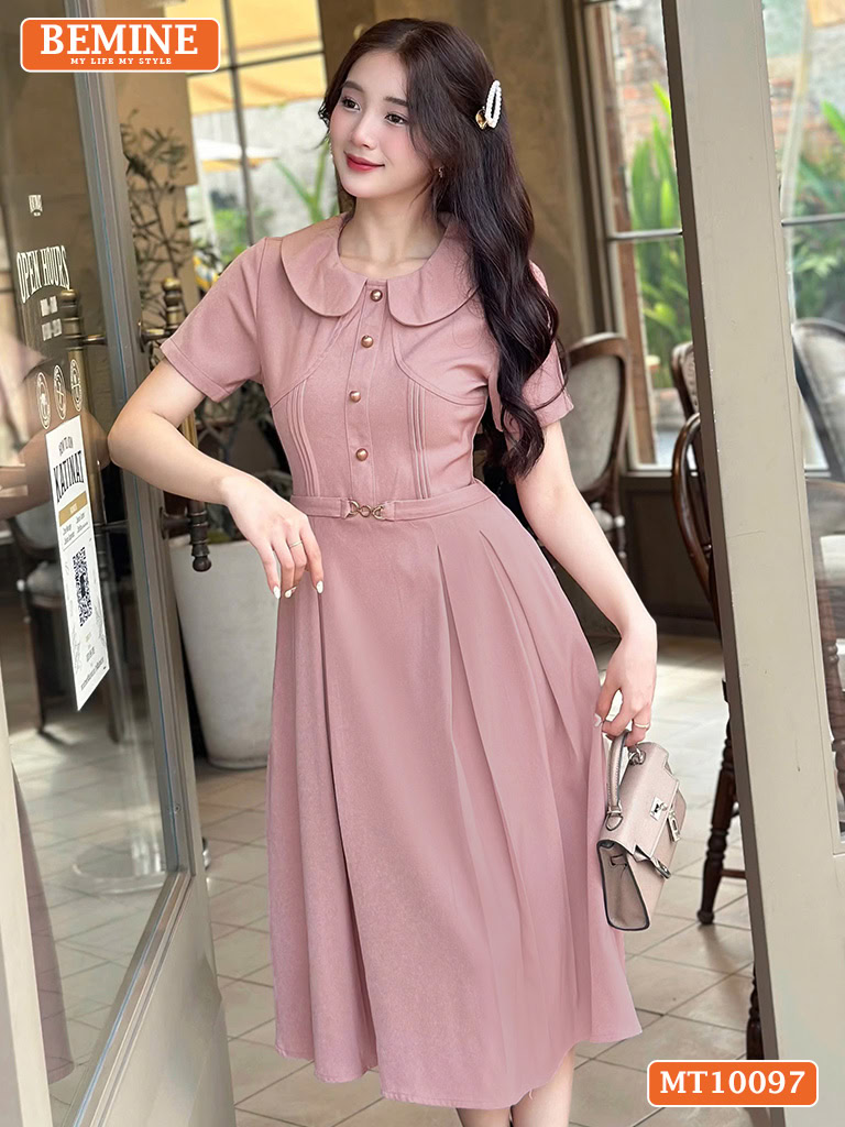 Đầm thiết kế BEMINE cổ sen dáng chữ A MT10097