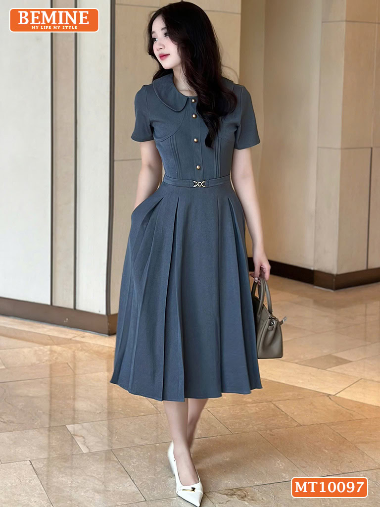 Đầm thiết kế BEMINE cổ sen dáng chữ A MT10097