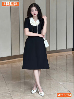 Đầm thiết kế BEMINE cổ sen phối dây nơ MT10094