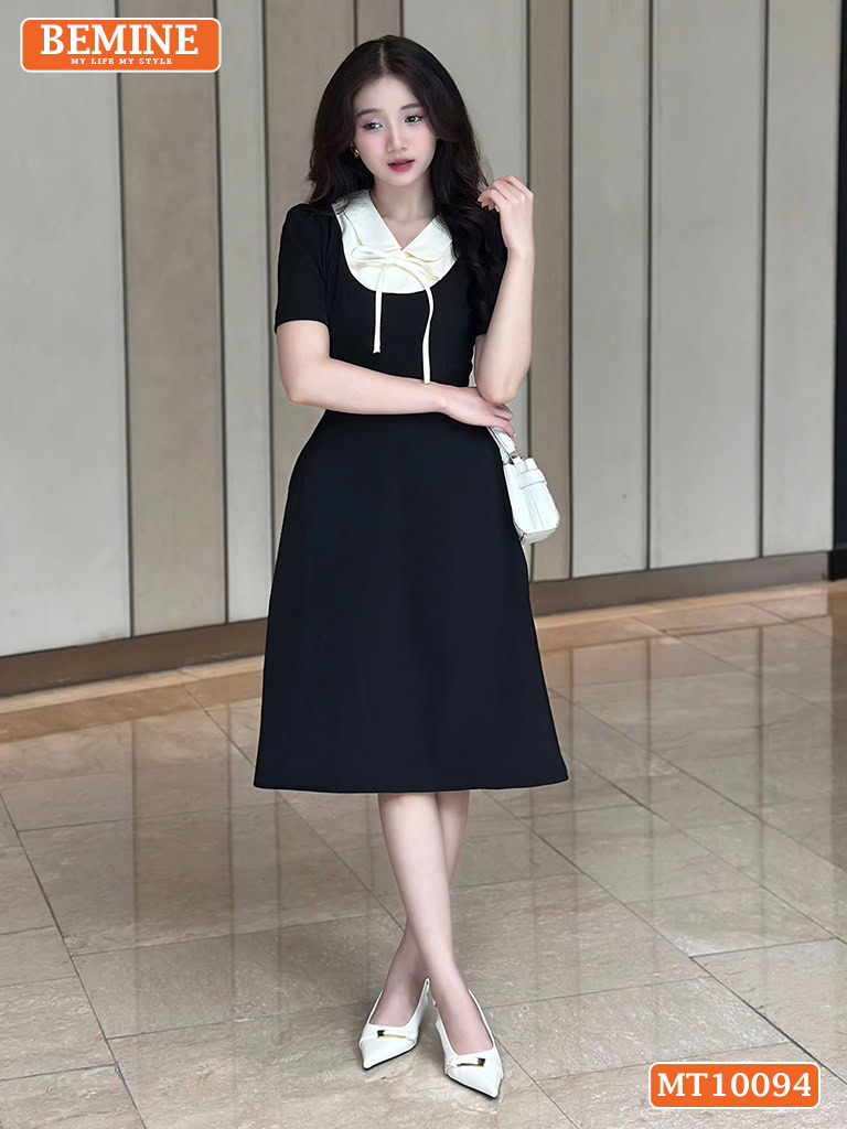 Đầm thiết kế BEMINE cổ sen phối dây nơ MT10094