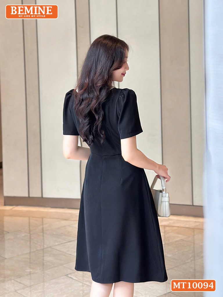 Đầm thiết kế BEMINE cổ sen phối dây nơ MT10094