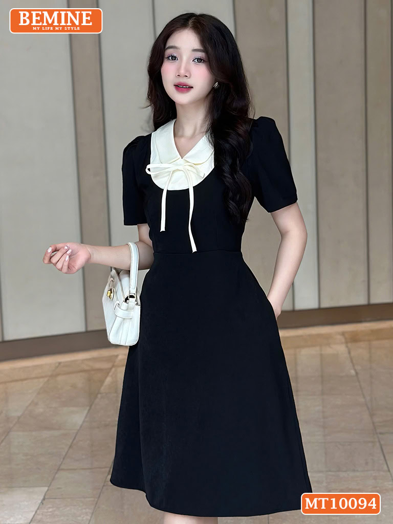 Đầm thiết kế BEMINE cổ sen phối dây nơ MT10094