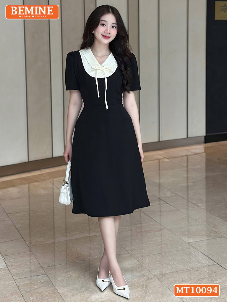 Đầm thiết kế BEMINE cổ sen phối dây nơ MT10094