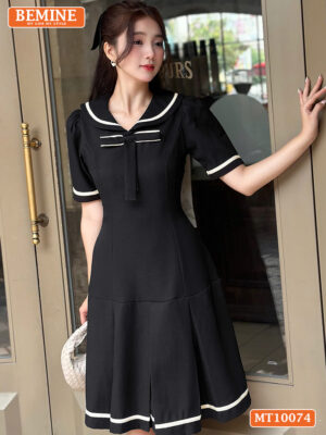 Đầm thiết kế BEMINE cổ thủy thủ đính nơ MT10074