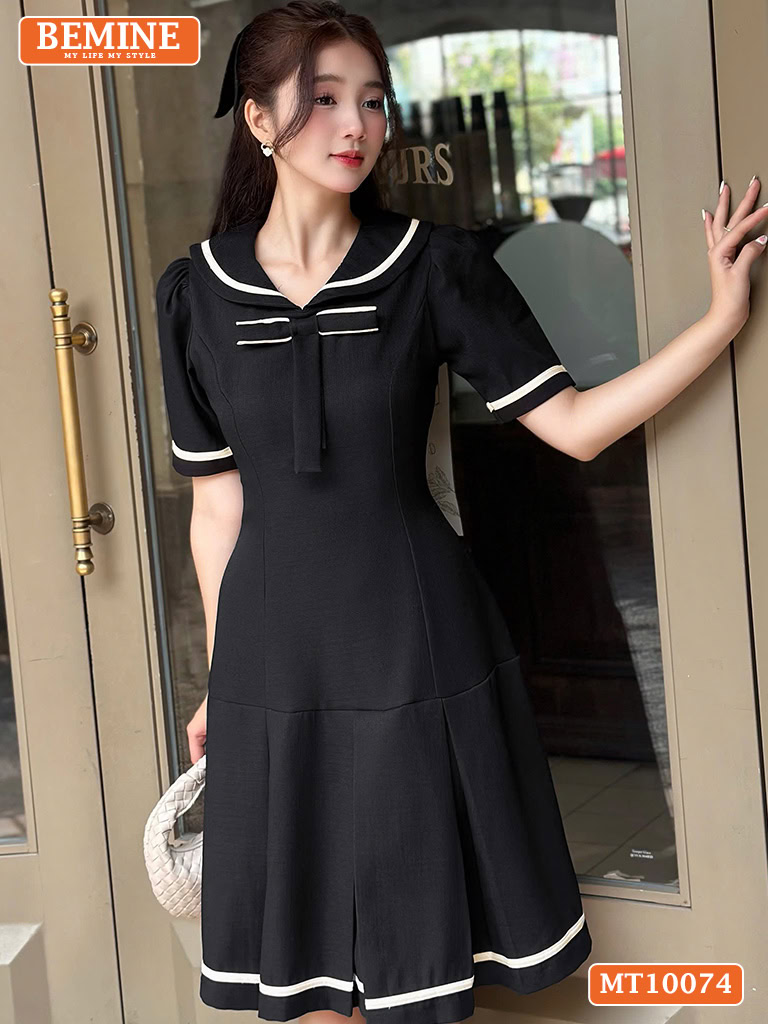 Đầm thiết kế BEMINE cổ thủy thủ đính nơ MT10074
