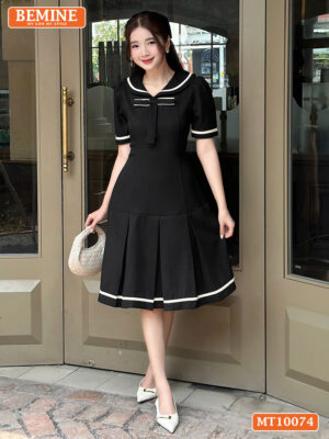 Đầm thiết kế BEMINE cổ thủy thủ đính nơ MT10074