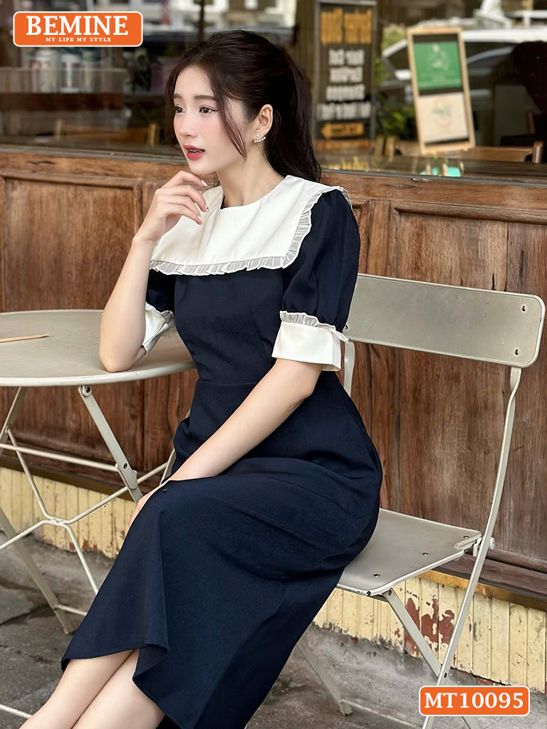 Đầm thiết kế BEMINE cổ thủy thủ phối viền MT10095