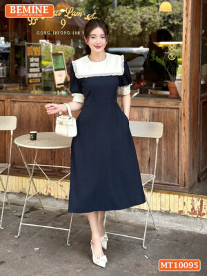 Đầm thiết kế BEMINE cổ thủy thủ phối viền MT10095
