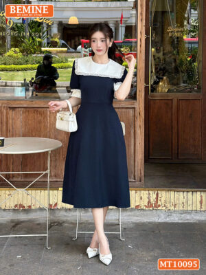 Đầm thiết kế BEMINE cổ thủy thủ phối viền MT10095