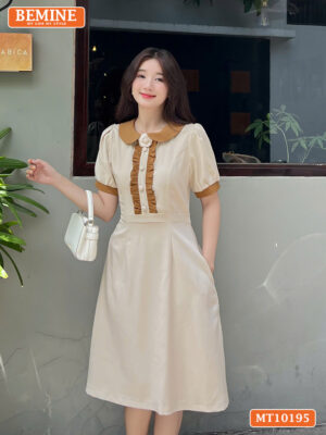 Đầm thiết kế BEMINE cổ đính hoa tay phồng MT10195