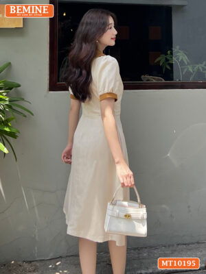 Đầm thiết kế BEMINE cổ đính hoa tay phồng MT10195