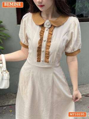 Đầm thiết kế BEMINE cổ đính hoa tay phồng MT10195