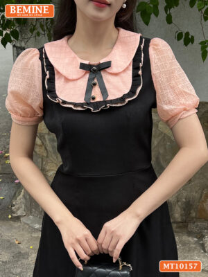 Đầm thiết kế BEMINE cổ giả yếm dáng chữ A MT10157