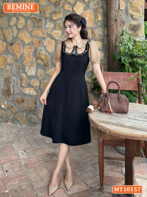 Đầm thiết kế BEMINE cổ giả yếm dáng chữ A MT10157