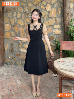 Đầm thiết kế BEMINE cổ giả yếm dáng chữ A MT10157