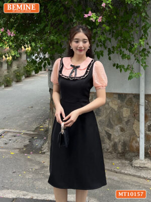Đầm thiết kế BEMINE cổ giả yếm dáng chữ A MT10157
