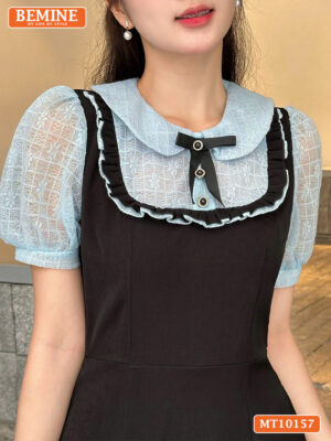 Đầm thiết kế BEMINE cổ giả yếm dáng chữ A MT10157