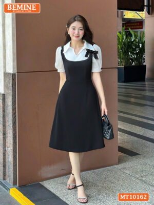 Đầm thiết kế BEMINE cổ giả yếm đinh hoa nơ MT10162