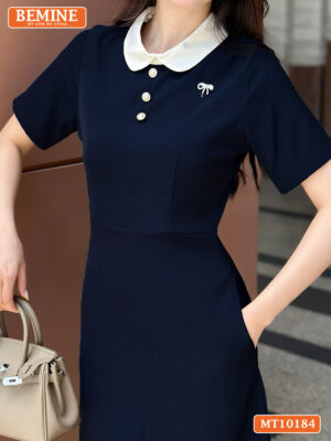 Đầm thiết kế BEMINE cổ sen viền dáng chữ A MT10184