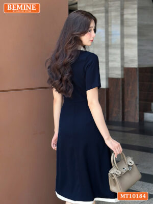 Đầm thiết kế BEMINE cổ sen viền dáng chữ A MT10184