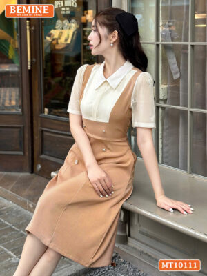 Đầm thiết kế BEMINE cổ sơ mi giả yếm MT10111