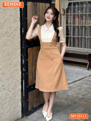 Đầm thiết kế BEMINE cổ sơ mi giả yếm MT10111