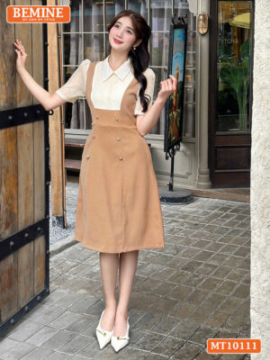Đầm thiết kế BEMINE cổ sơ mi giả yếm MT10111