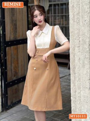 Đầm thiết kế BEMINE cổ sơ mi giả yếm MT10111