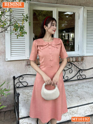 Đầm thiết kế BEMINE cổ tròn nơ dáng xòe MT10192