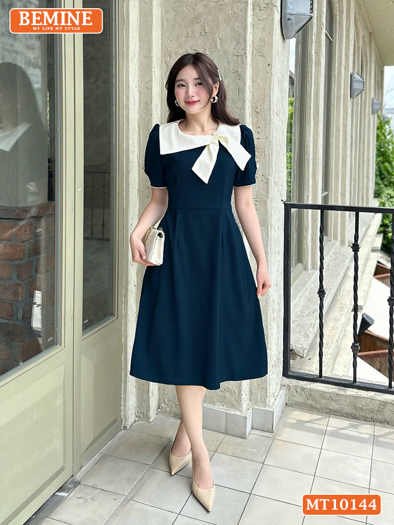 Đầm thiết kế BEMINE cổ tròn nơ kiểu MT10144