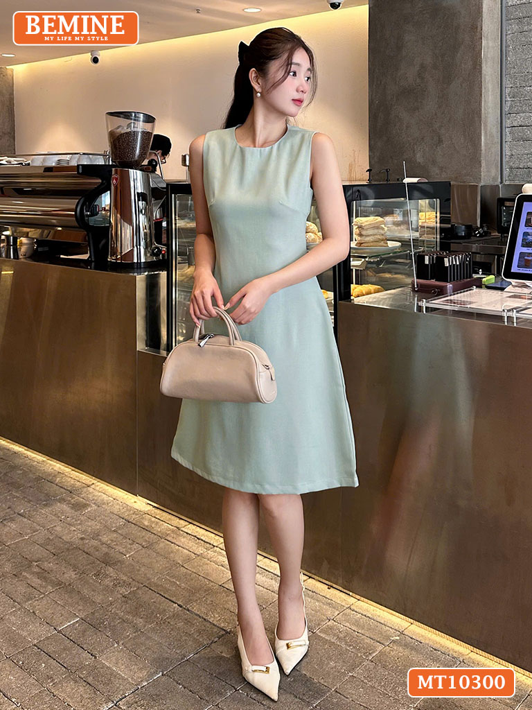 Đầm thiết kế BEMINE cổ tròn sát nách MT10300