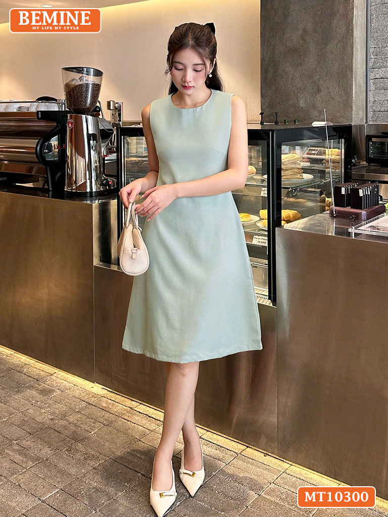 Đầm thiết kế BEMINE cổ tròn sát nách MT10300