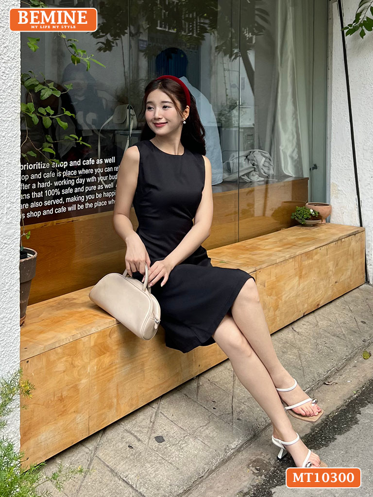 Đầm thiết kế BEMINE cổ tròn sát nách MT10300