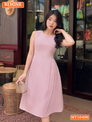 Đầm thiết kế BEMINE cổ tròn sát nách MT10400