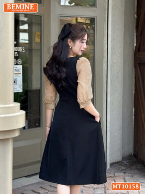 Đầm thiết kế BEMINE cổ vuông phối ren MT10158