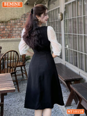 Đầm thiết kế BEMINE cổ vuông phối ren MT10158