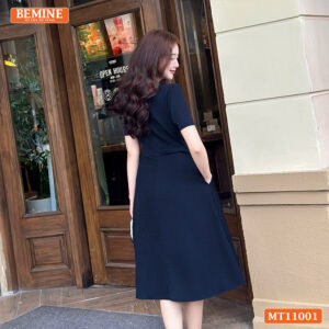 Đầm BEMINE MT11001 màu vàng nổi bật dáng chữ A tôn dáng.