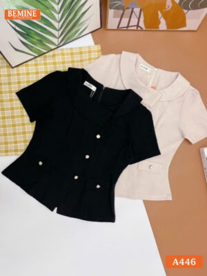 Áo thiết kế BEMINE cổ tròn dáng peplum A446