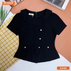Áo thiết kế BEMINE cổ tròn dáng peplum A446