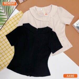 Áo thiết kế BEMINE cổ tròn dáng peplum A446