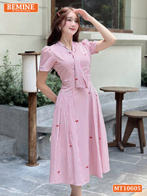 Đầm thiết kế BEMINE cổ cavat may liền MT10605