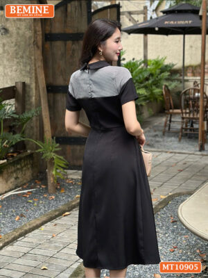 Đầm thiết kế BEMINE cổ đức phối caro MT10905