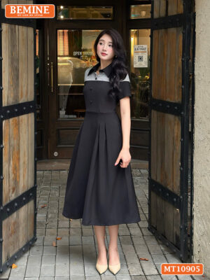 Đầm thiết kế BEMINE cổ đức phối caro MT10905