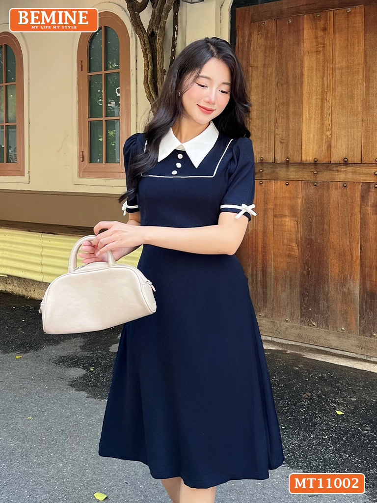 Đầm thiết kế BEMINE cổ đức viền dáng chữ A MT11002