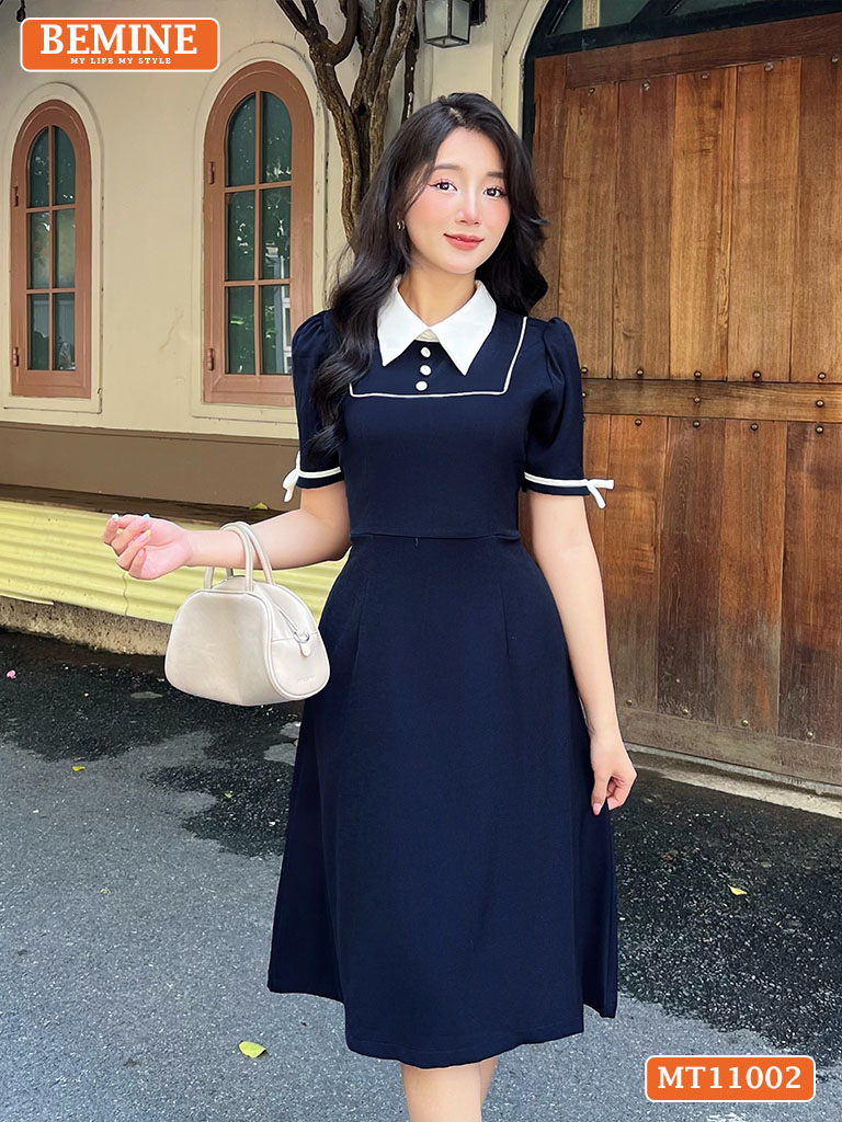 Tổng Hợp Xu Hướng Những Mẫu Đầm Kiểu Mới Nhất Hiện Nay Đầm thiết kế BEMINE cổ đức viền dáng chữ A MT11002