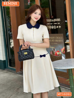 Đầm thiết kế BEMINE cổ sen có khóa kéo MT10201
