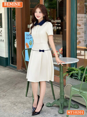 Đầm thiết kế BEMINE cổ sen có khóa kéo MT10201- Nâng tầm phong cách công sở