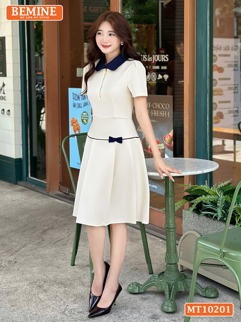 Đầm thiết kế BEMINE cổ sen có khóa kéo MT10201- Nâng tầm phong cách công sở