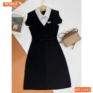 Đầm thiết kế BEMINE cổ sơ mi phối sọc MT11033