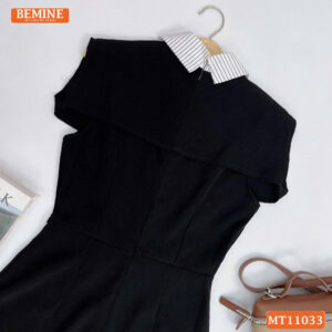Đầm thiết kế BEMINE cổ sơ mi phối sọc MT11033
